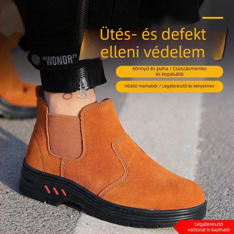 Férfi védőcipők hegesztőknek — nyáron légáteresztő, acélorrú, ütés- és átszúrásálló, csúszásmentes, kopásálló, könnyű, szagtalan