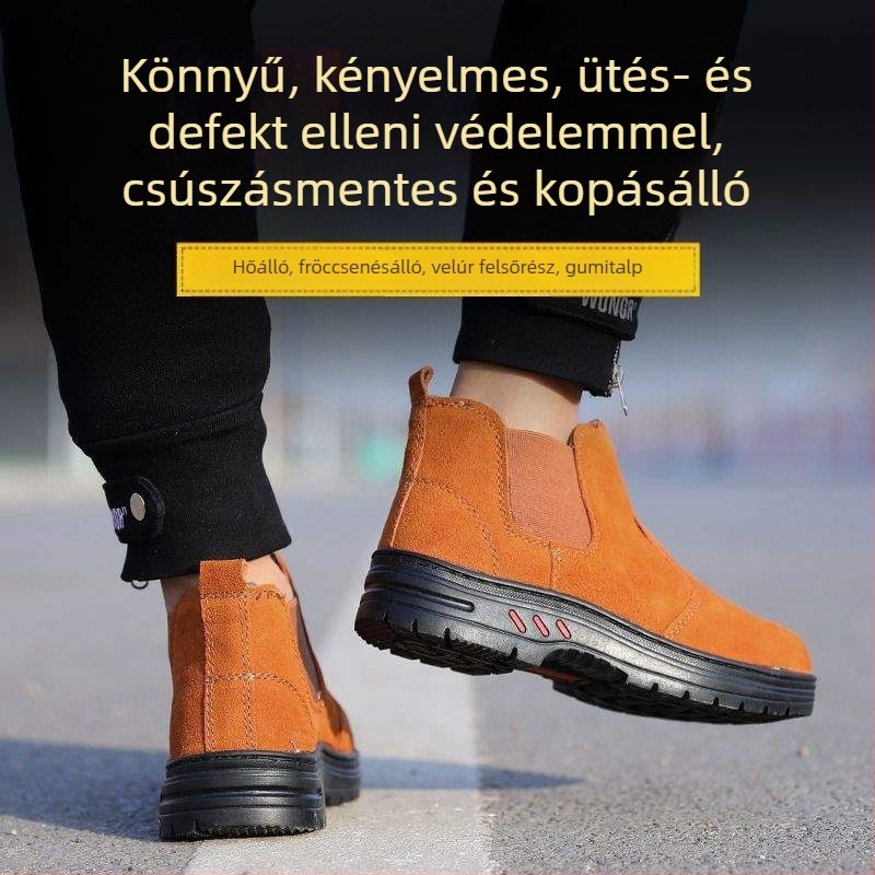 Férfi védőcipők hegesztőknek — nyáron légáteresztő, acélorrú, ütés- és átszúrásálló, csúszásmentes, kopásálló, könnyű, szagtalan