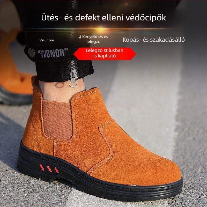 Férfi védőcipők hegesztőknek — nyáron légáteresztő, acélorrú, ütés- és átszúrásálló, csúszásmentes, kopásálló, könnyű, szagtalan