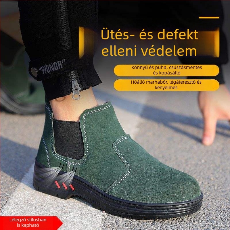 Férfi védőcipők hegesztőknek — nyáron légáteresztő, acélorrú, ütés- és átszúrásálló, csúszásmentes, kopásálló, könnyű, szagtalan