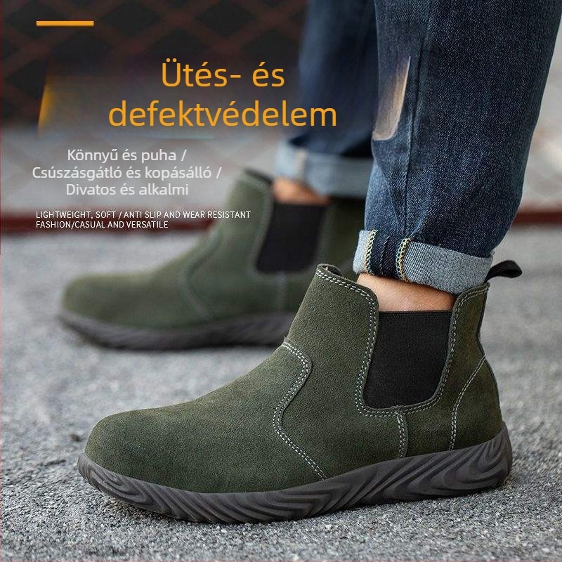Férfi védőcipők hegesztőknek — nyáron légáteresztő, acélorrú, ütés- és átszúrásálló, csúszásmentes, kopásálló, könnyű, szagtalan