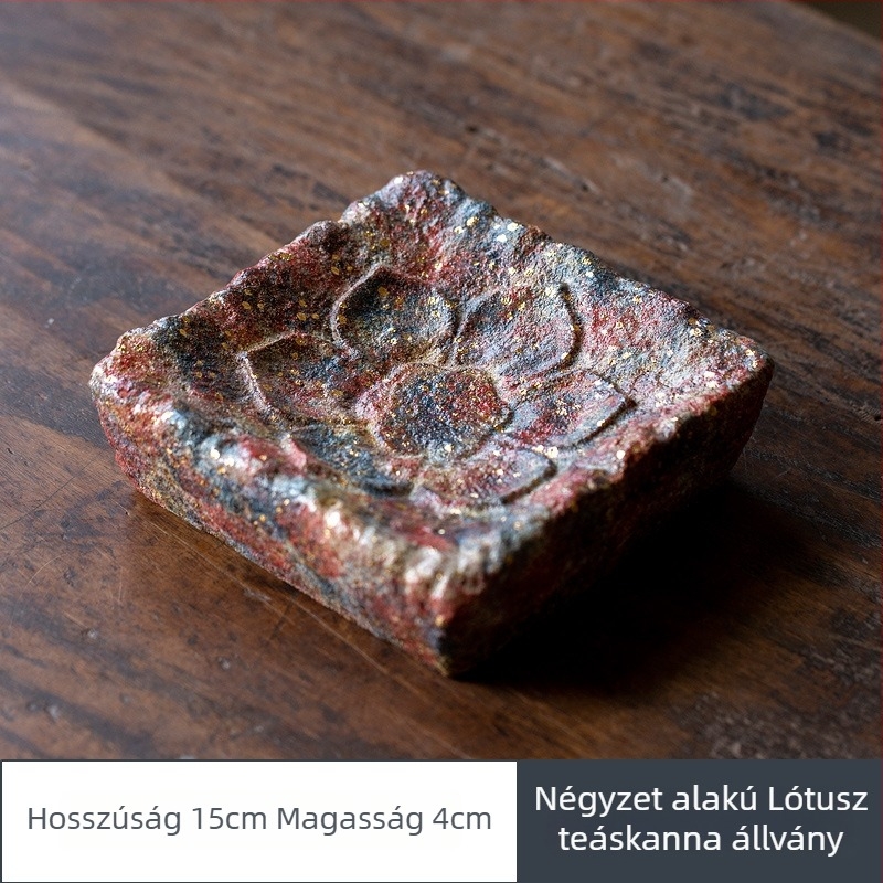 Kézzel készített, több színű kőedény teáskanna, vintage stílusú, oldalsó fogantyúval