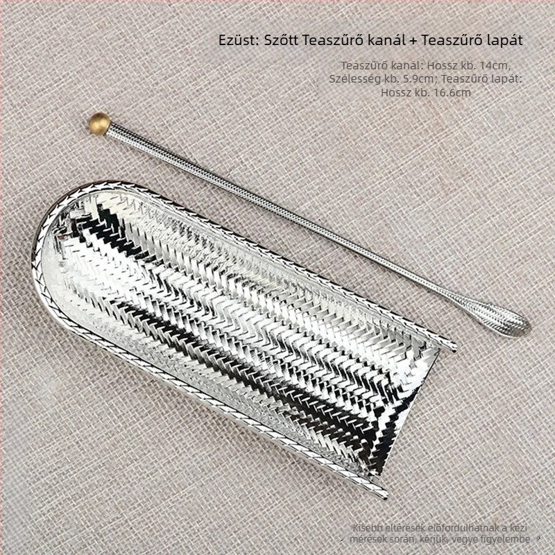 304 rozsdamentes acélból készült tea kiegészítők készlet, retro stílus: teáskanál és egyéb tea eszközök