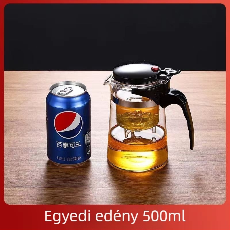Hőálló üveg teáskanna szűrővel, elegáns tea szertartási pohár, logó testreszabás, kapacitás 350–1800 ml