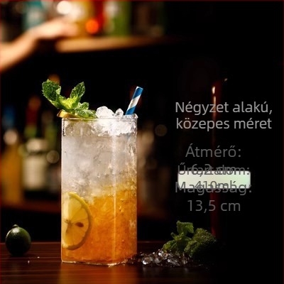 Egyenes falú üvegpohár vízhez, négyszögletes koktélpohár, Long Island Iced Tea pohár, japán stílusú vékony egyenes Collins pohár, whisky pohár