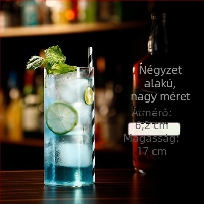 Egyenes falú üvegpohár vízhez, négyszögletes koktélpohár, Long Island Iced Tea pohár, japán stílusú vékony egyenes Collins pohár, whisky pohár