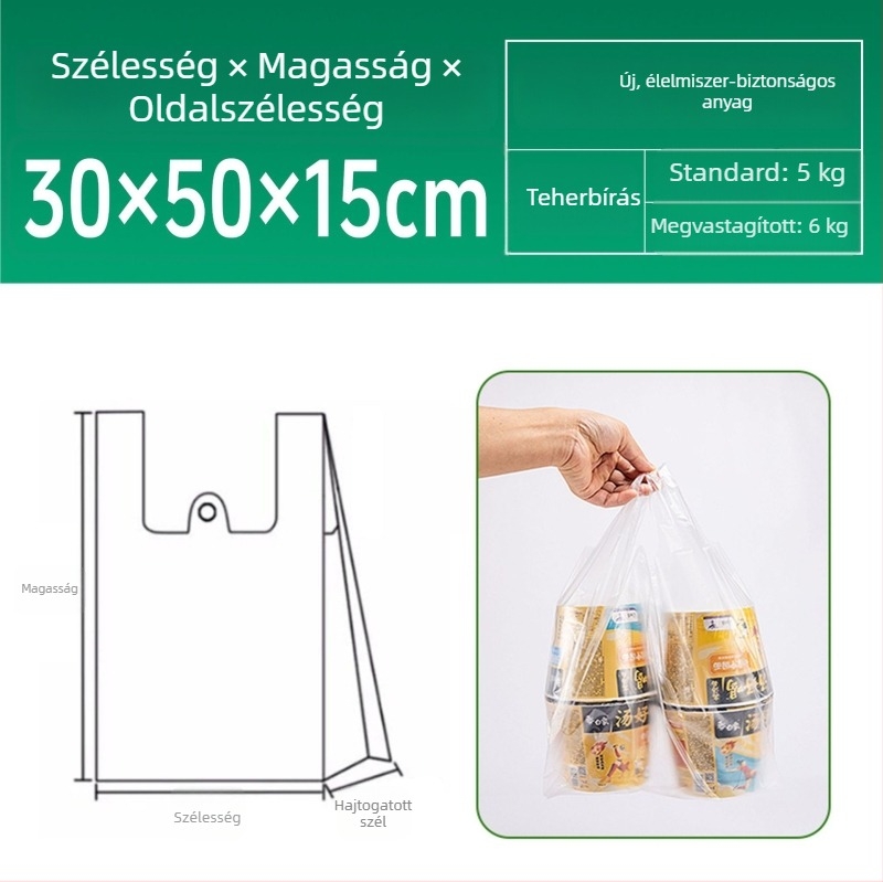 Fehér, átlátszó élelmiszer-minőségű műanyag zacskók kenyérhez, zsemléhez, gyümölcsökhöz és zöldségekhez; bevásárláshoz és háztartási használatra