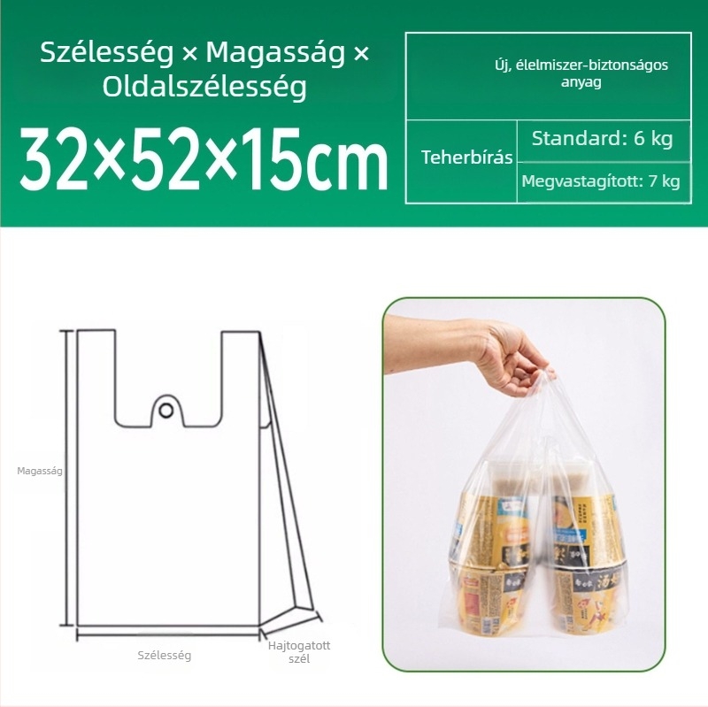Fehér, átlátszó élelmiszer-minőségű műanyag zacskók kenyérhez, zsemléhez, gyümölcsökhöz és zöldségekhez; bevásárláshoz és háztartási használatra