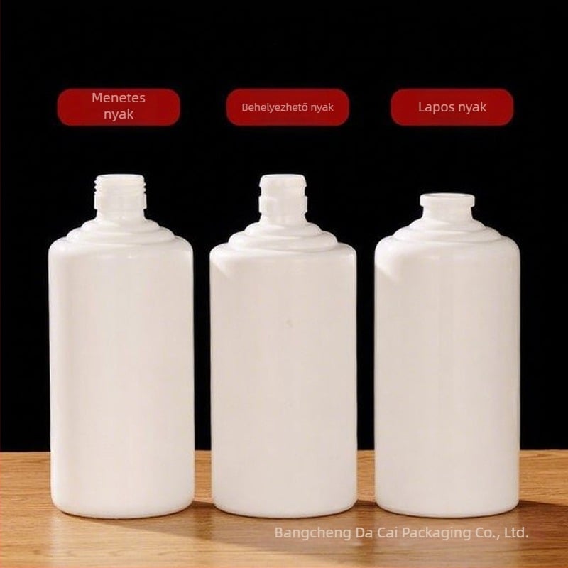 Moutai formájú üvegből készült borosüveg, tejfehér, széles nyak, 500 ml, selyem száj és fognyílás dizájn