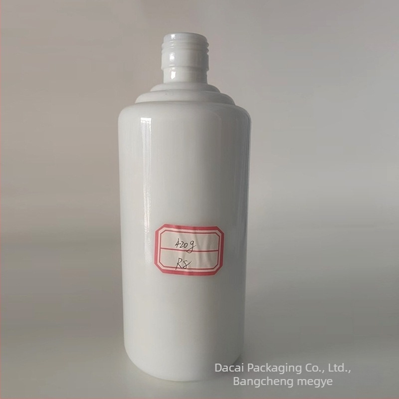Moutai formájú üvegből készült borosüveg, tejfehér, széles nyak, 500 ml, selyem száj és fognyílás dizájn