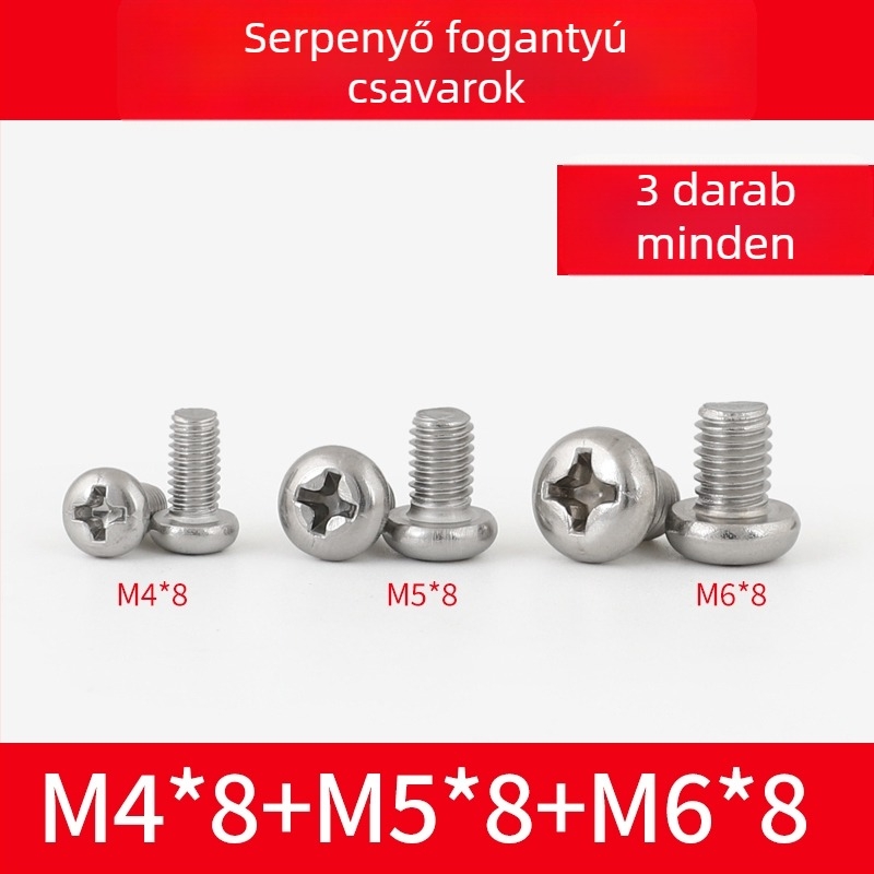 304 rozsdamentes acél wok fogócímek és edényfogó anyák, csúszásmentes fogócsavarok, M4/M5/M6×8 mm