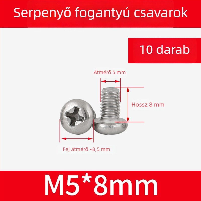 304 rozsdamentes acél wok fogócímek és edényfogó anyák, csúszásmentes fogócsavarok, M4/M5/M6×8 mm