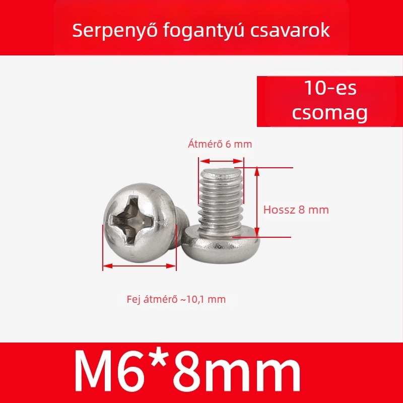 304 rozsdamentes acél wok fogócímek és edényfogó anyák, csúszásmentes fogócsavarok, M4/M5/M6×8 mm