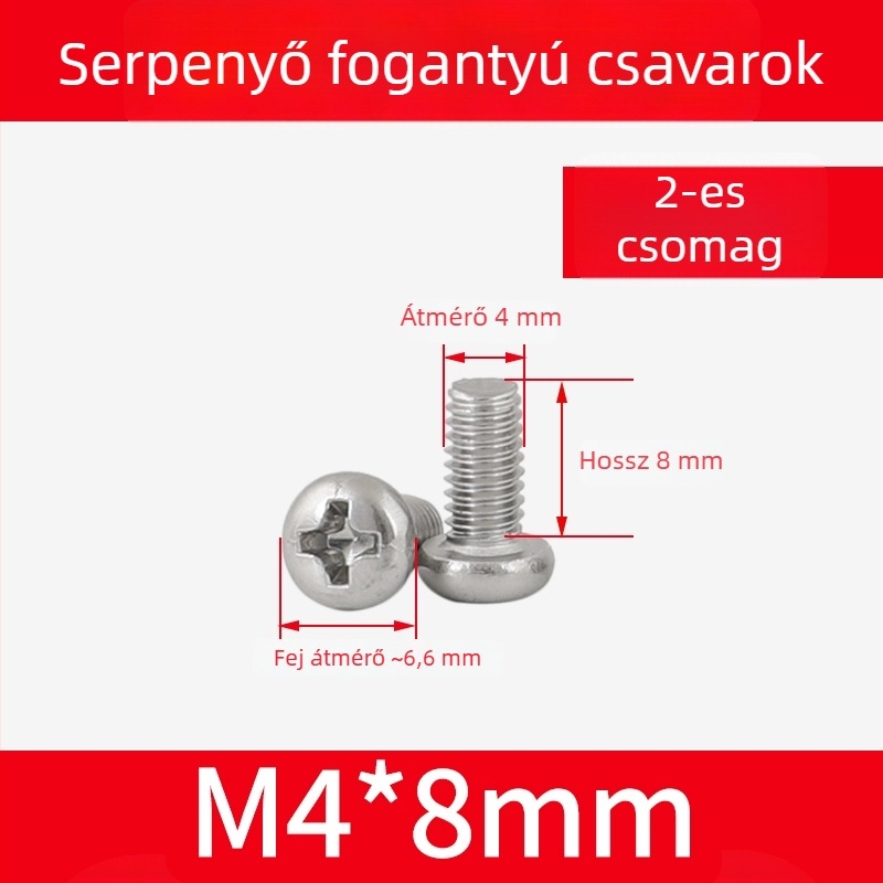 304 rozsdamentes acél wok fogócímek és edényfogó anyák, csúszásmentes fogócsavarok, M4/M5/M6×8 mm