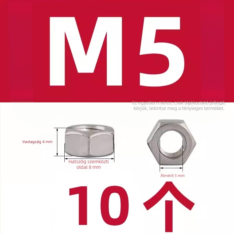 304 rozsdamentes acél wok fogócímek és edényfogó anyák, csúszásmentes fogócsavarok, M4/M5/M6×8 mm