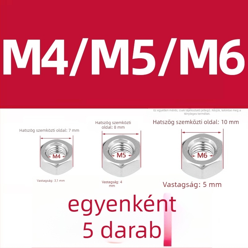 304 rozsdamentes acél wok fogócímek és edényfogó anyák, csúszásmentes fogócsavarok, M4/M5/M6×8 mm