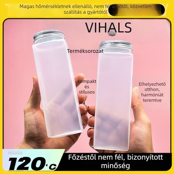 Magas hőmérsékletnek ellenálló matt tej-tea palack, széles nyílású, egyszer használatos műanyag palack