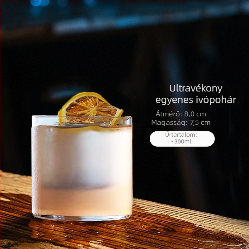 Ultra vékony kristályüveg, magas falú pohár koktélokhoz, whiskyhez, kávéhoz és likőrökhöz; boroszilikát üveg, 201–300 ml
