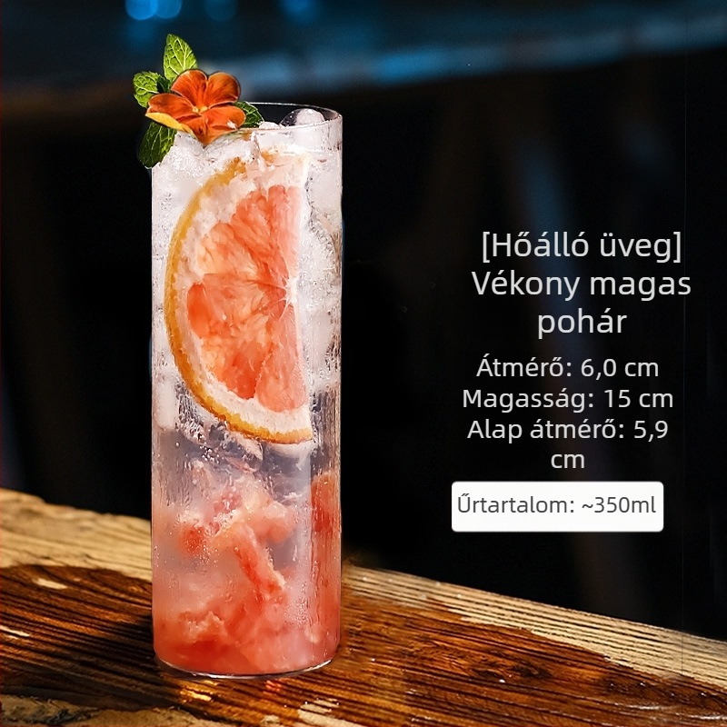 Ultra vékony kristályüveg, magas falú pohár koktélokhoz, whiskyhez, kávéhoz és likőrökhöz; boroszilikát üveg, 201–300 ml
