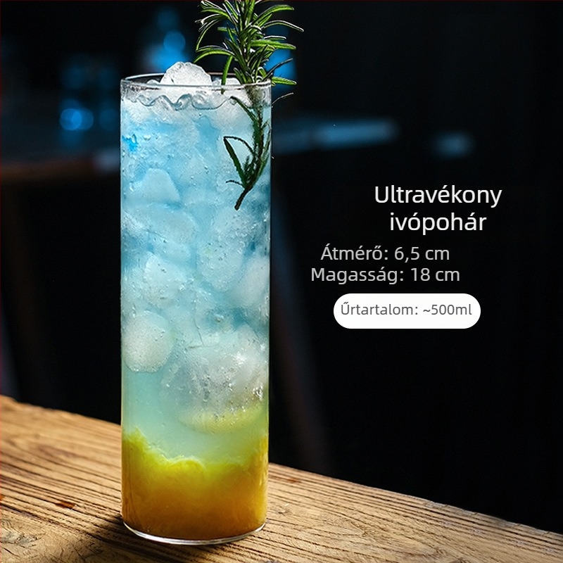 Ultra vékony kristályüveg, magas falú pohár koktélokhoz, whiskyhez, kávéhoz és likőrökhöz; boroszilikát üveg, 201–300 ml