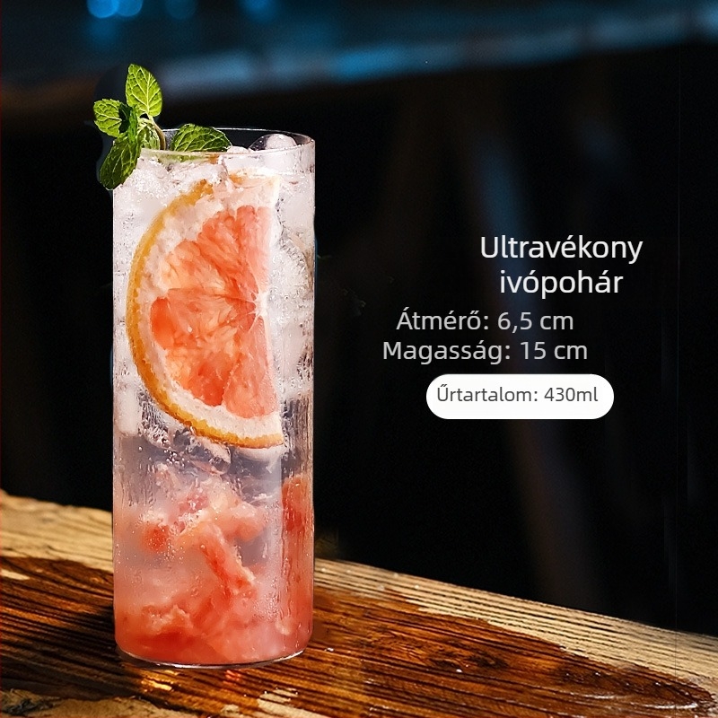 Ultra vékony kristályüveg, magas falú pohár koktélokhoz, whiskyhez, kávéhoz és likőrökhöz; boroszilikát üveg, 201–300 ml