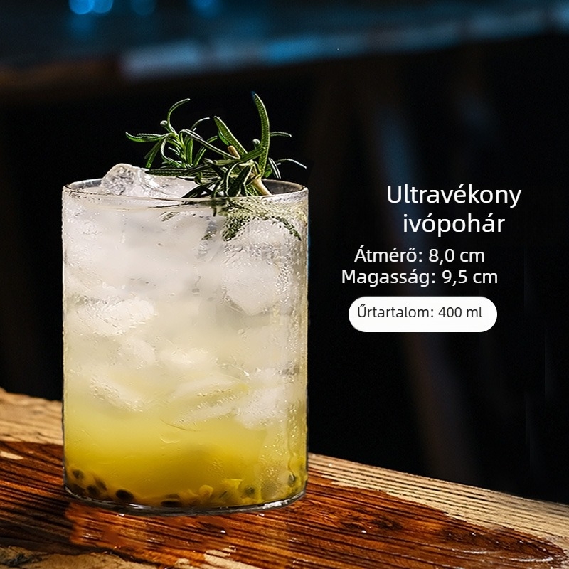 Ultra vékony kristályüveg, magas falú pohár koktélokhoz, whiskyhez, kávéhoz és likőrökhöz; boroszilikát üveg, 201–300 ml
