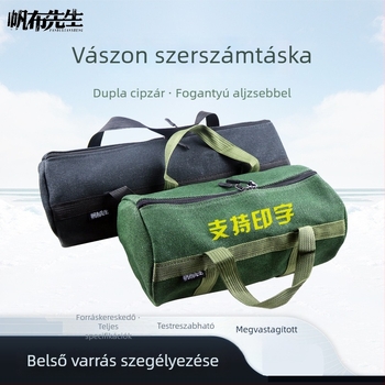 Megvastagított vászon szerszámtáska asztalosoknak, nagy kör alakú kézitáska