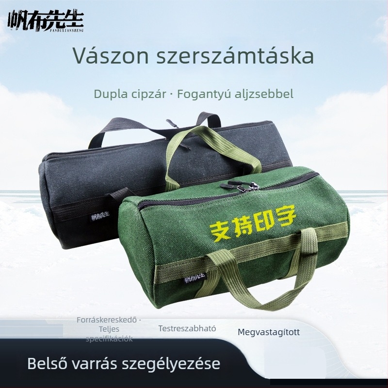 Megvastagított vászon szerszámtáska asztalosoknak, nagy kör alakú kézitáska