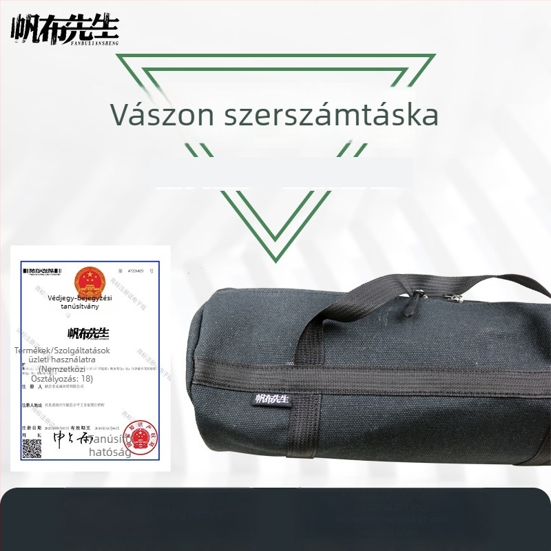 Megvastagított vászon szerszámtáska asztalosoknak, nagy kör alakú kézitáska