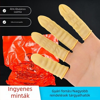 Egyszer használatos bézs latex ujjvédők, pormentes, narancssárga csúszásmentes és elektrosztatikus védelemmel, 500 g