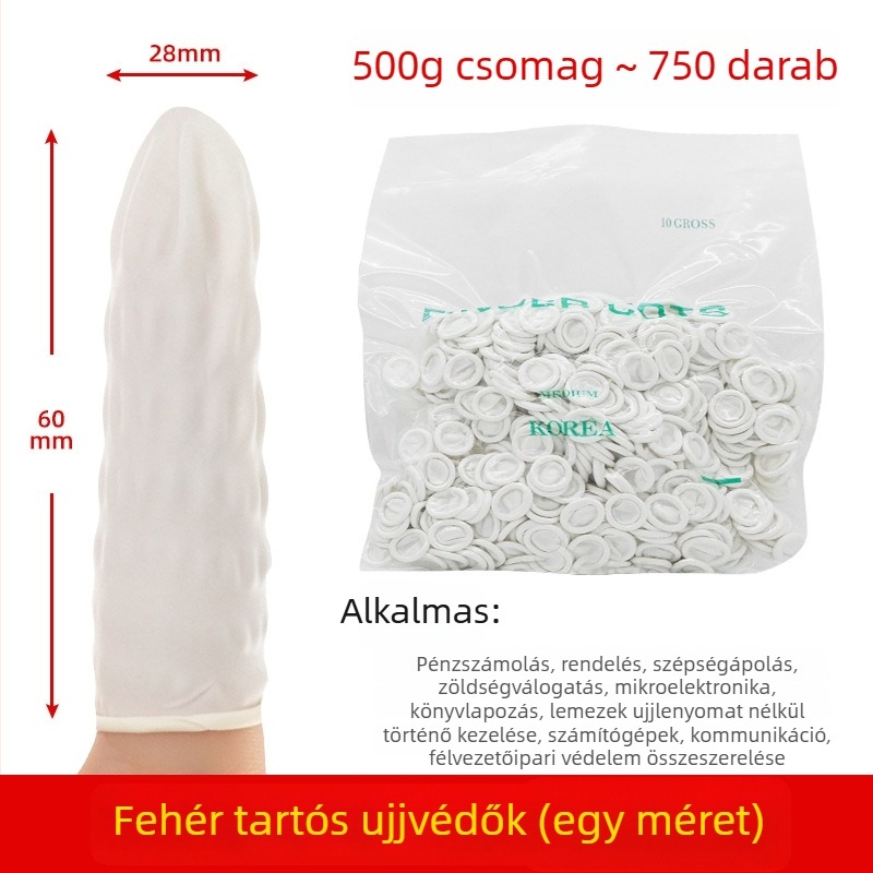 Egyszer használatos bézs latex ujjvédők, pormentes, narancssárga csúszásmentes és elektrosztatikus védelemmel, 500 g