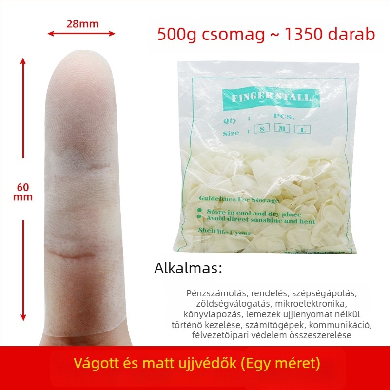 Egyszer használatos bézs latex ujjvédők, pormentes, narancssárga csúszásmentes és elektrosztatikus védelemmel, 500 g