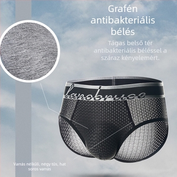 Férfi Ice Silk hálószövött alsónadrág, hálós mintázatú, középső derekú, légáteresztő, plusz méret