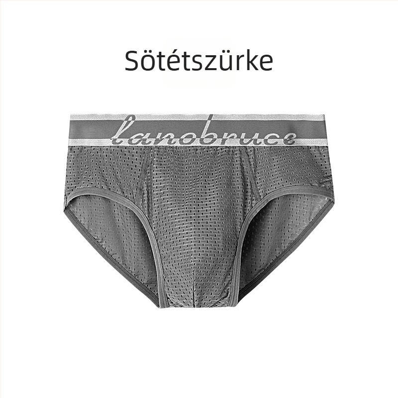 Férfi Ice Silk hálószövött alsónadrág, hálós mintázatú, középső derekú, légáteresztő, plusz méret