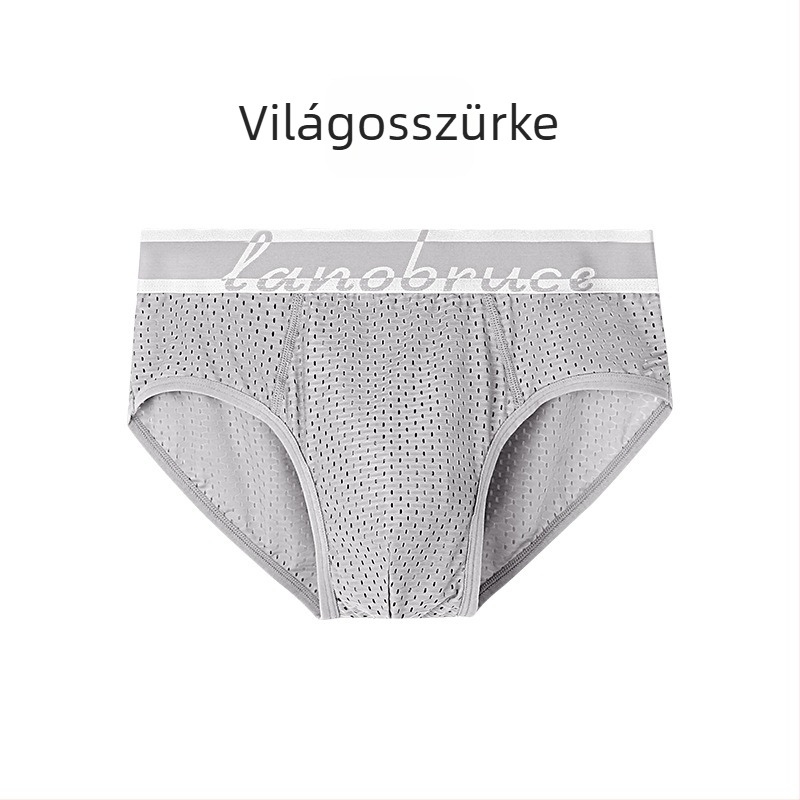 Férfi Ice Silk hálószövött alsónadrág, hálós mintázatú, középső derekú, légáteresztő, plusz méret
