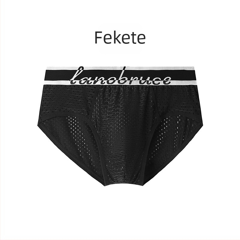 Férfi Ice Silk hálószövött alsónadrág, hálós mintázatú, középső derekú, légáteresztő, plusz méret