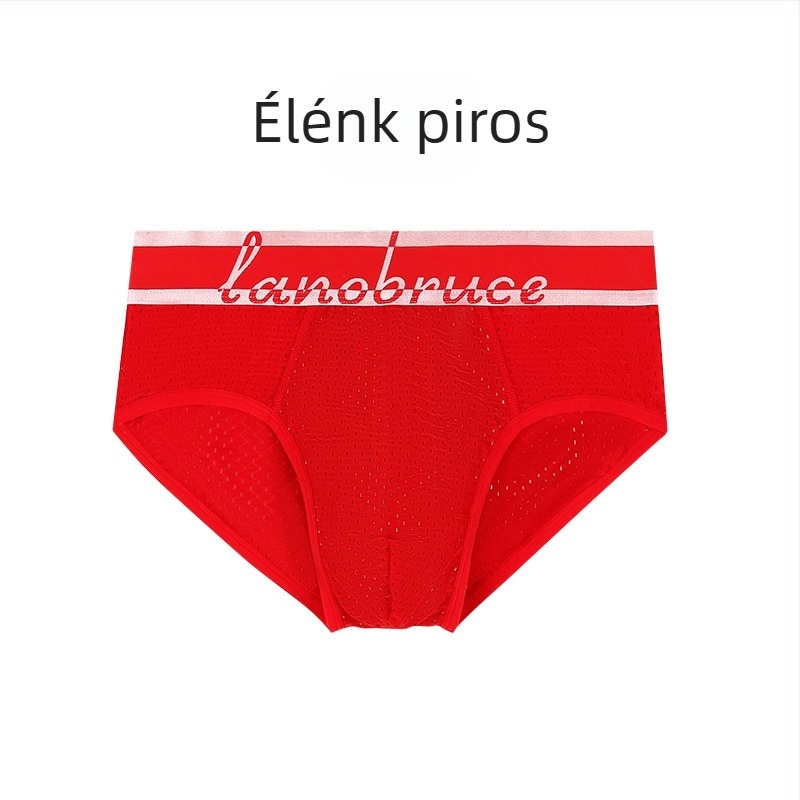 Férfi Ice Silk hálószövött alsónadrág, hálós mintázatú, középső derekú, légáteresztő, plusz méret