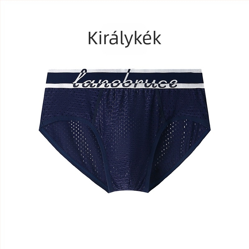 Férfi Ice Silk hálószövött alsónadrág, hálós mintázatú, középső derekú, légáteresztő, plusz méret