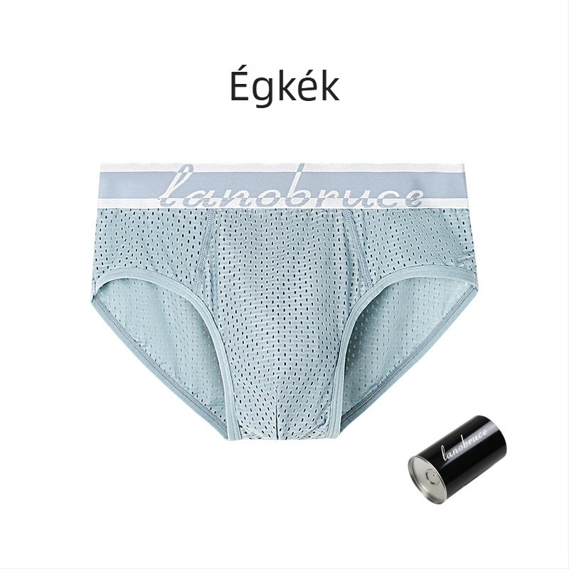 Férfi Ice Silk hálószövött alsónadrág, hálós mintázatú, középső derekú, légáteresztő, plusz méret