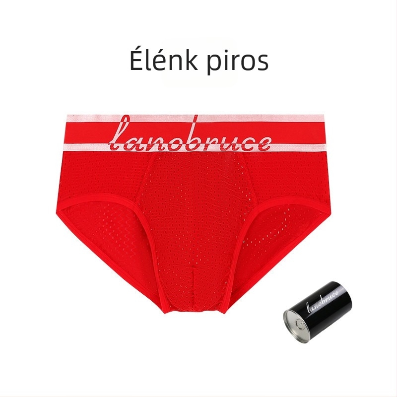 Férfi Ice Silk hálószövött alsónadrág, hálós mintázatú, középső derekú, légáteresztő, plusz méret
