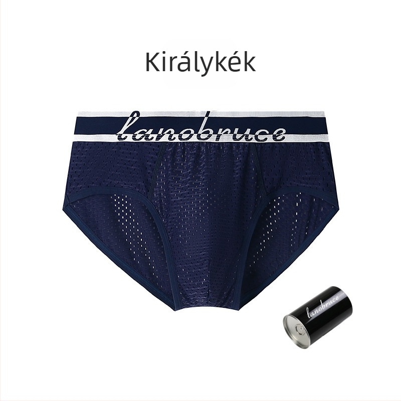 Férfi Ice Silk hálószövött alsónadrág, hálós mintázatú, középső derekú, légáteresztő, plusz méret