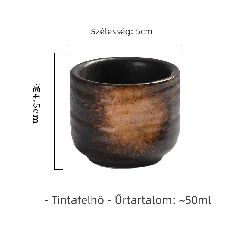 Japán sake pohár kerámiából, magas hőmérséklethez, retro stílusú, egy pohár, 1–100 ml kapacitás