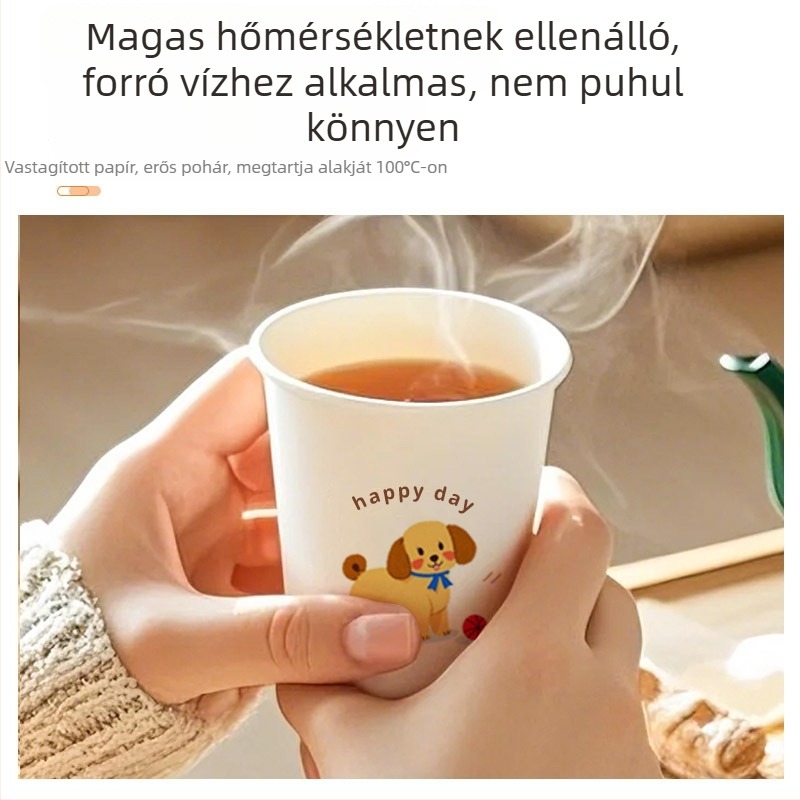 Egyszer használatos vastagfalú papírpohár 250 ml – otthonra és irodába, rajzfilm motívummal, egyedi nyomtatású promóciós pohár