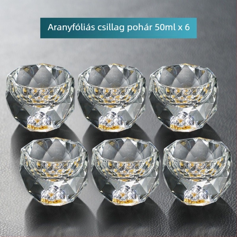 Starburst Cup aranyfóliás kristálypohár likőrökhöz, otthoni használatra, adagoló és shot pohár