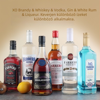 Vodka koktélalap készlet likőrsziruppal, fehér rummal, külföldi szeszekkel, whiskyvel és XO brandyvel
