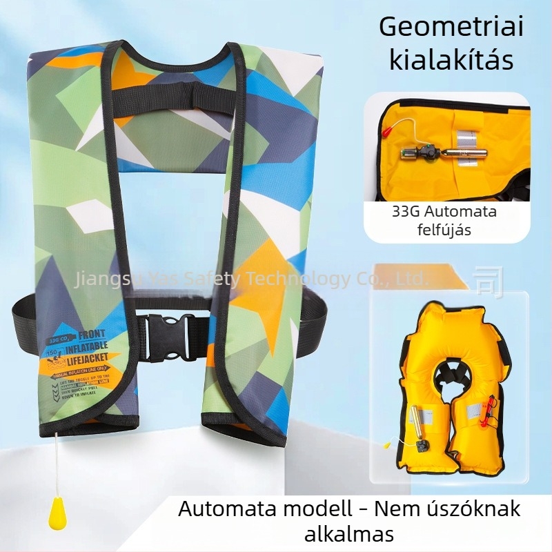 Automatikusan felfújható mentőmellény felnőttek számára, nagy úszóerővel, hajóra és járműre szerelhető, könnyű, hordozható túlélési mellény a horgászathoz