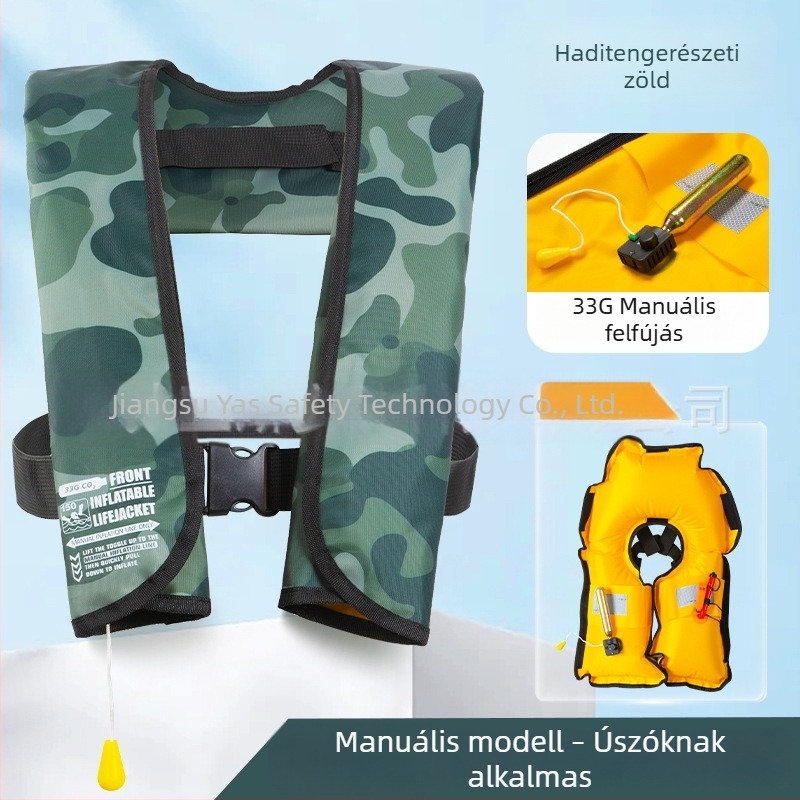 Automatikusan felfújható mentőmellény felnőttek számára, nagy úszóerővel, hajóra és járműre szerelhető, könnyű, hordozható túlélési mellény a horgászathoz