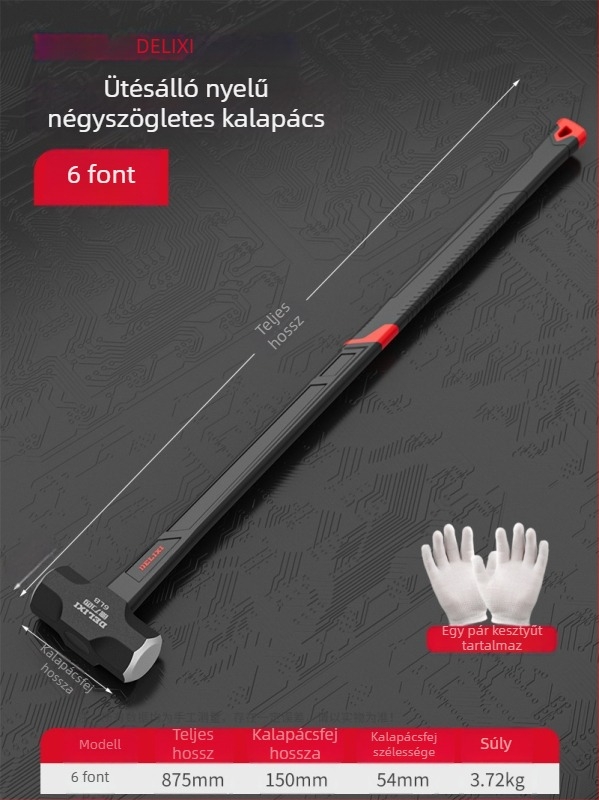 Delixi nyolcszögű kalapács, 4 lb nehéz kőműves kalapács