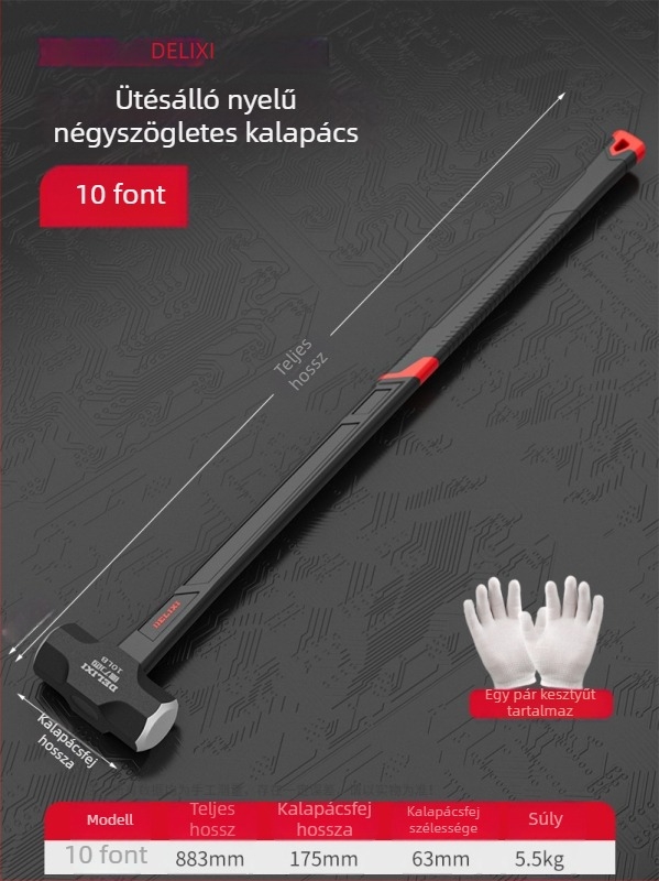 Delixi nyolcszögű kalapács, 4 lb nehéz kőműves kalapács
