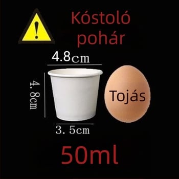 Mini papír kóstoló pohár, 30–50 ml, egyszer használatos